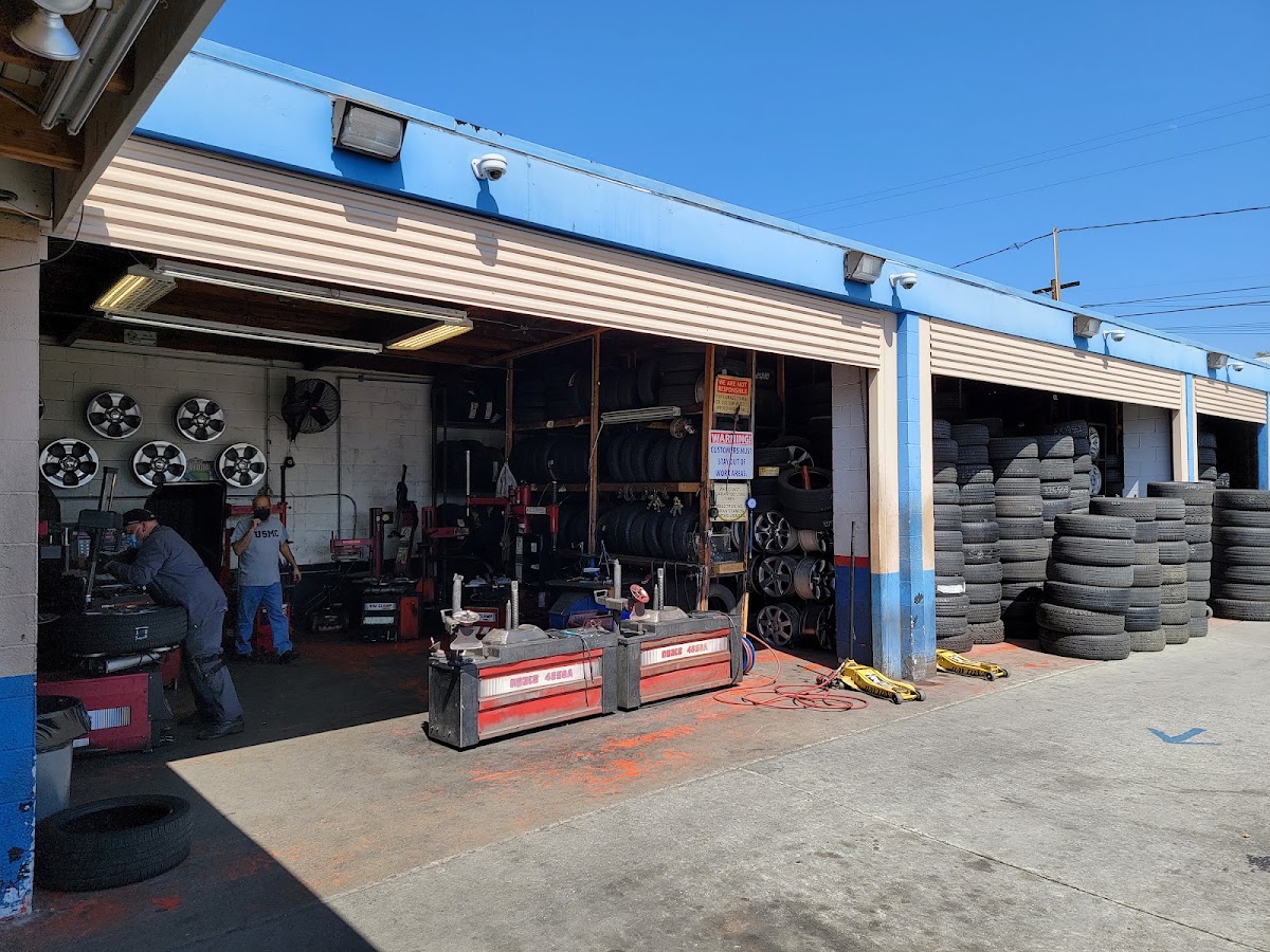 Tire Express service bays and tires in Santa Ana