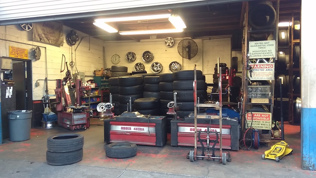 Inside the Tire Express shop in Santa Ana